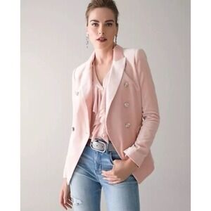 White House Black Market Pink Velvet Blazer Sz 18 Captain's Jacket Silver